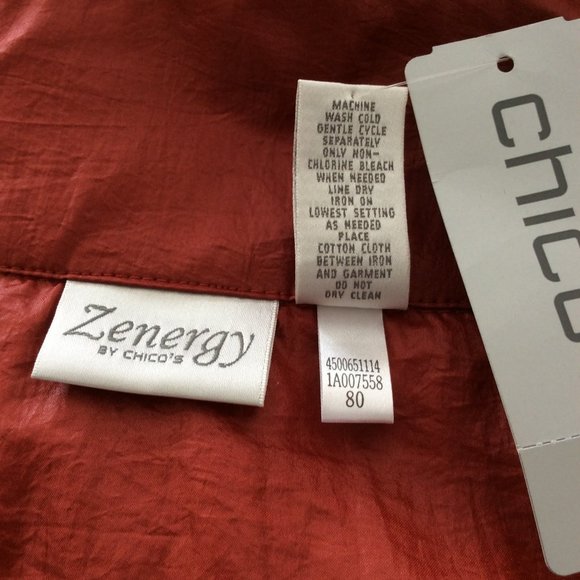 Chico's Red Zippered Utility Jacket Hooded Size 1 (Women's 8-10, Med) NWT - Picture 8 of 8